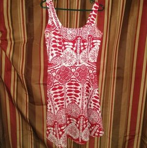 Red mandela pattern summer dress